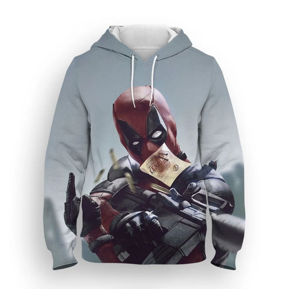 thumbnail image 1 of Sudadera con capucha Miniso para hombre con estampado 3D de Deadpool, estilo hip hop callejero, para deportes al aire libre, ropa informal diaria para hombre, 1 of 5