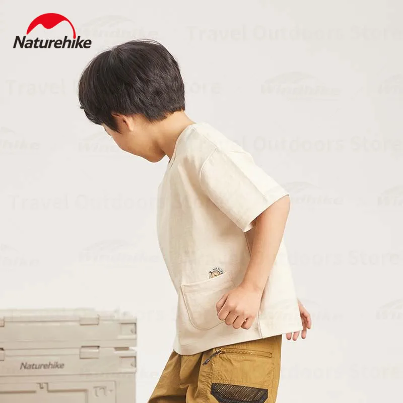 Naturehike Boy Cotton T-Shirt Summer Camping Children's Wear Outdoor Travel Short Sleeves T-Shirt Girls Solid Color Clothes