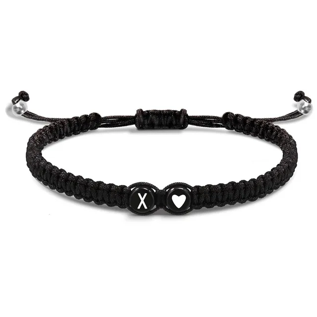 26 lettres initiales coeur Bracelets à la main réglable A-Z nom tressé Bracelets pour femmes hommes amitié bijoux cadeaux