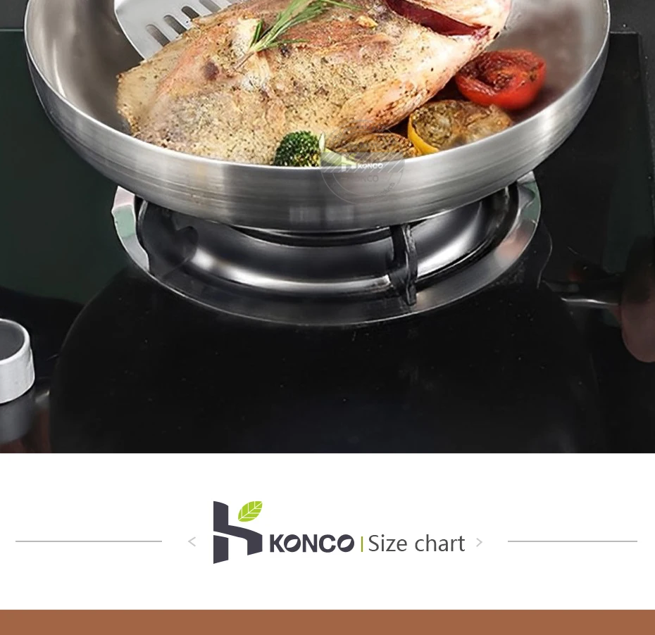 Description Picture 3 of item304 Stainless Steel Frying Pan Un-coated Flat Pan Household Pot for Gas and Induction Cooker Flat Pan No Rust Wok 22/26/28cm