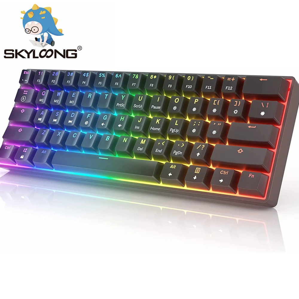 Портативная механическая мини-клавиатура SKYLOONG GK61, 61 клавиша, RGB подсветка, геймеры, оптический переключатель Gateron, игровые клавиатуры SK61