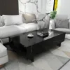 Marble rectangular living room coffee table, black modern side table, modern high gloss elegant waiting area central table 1