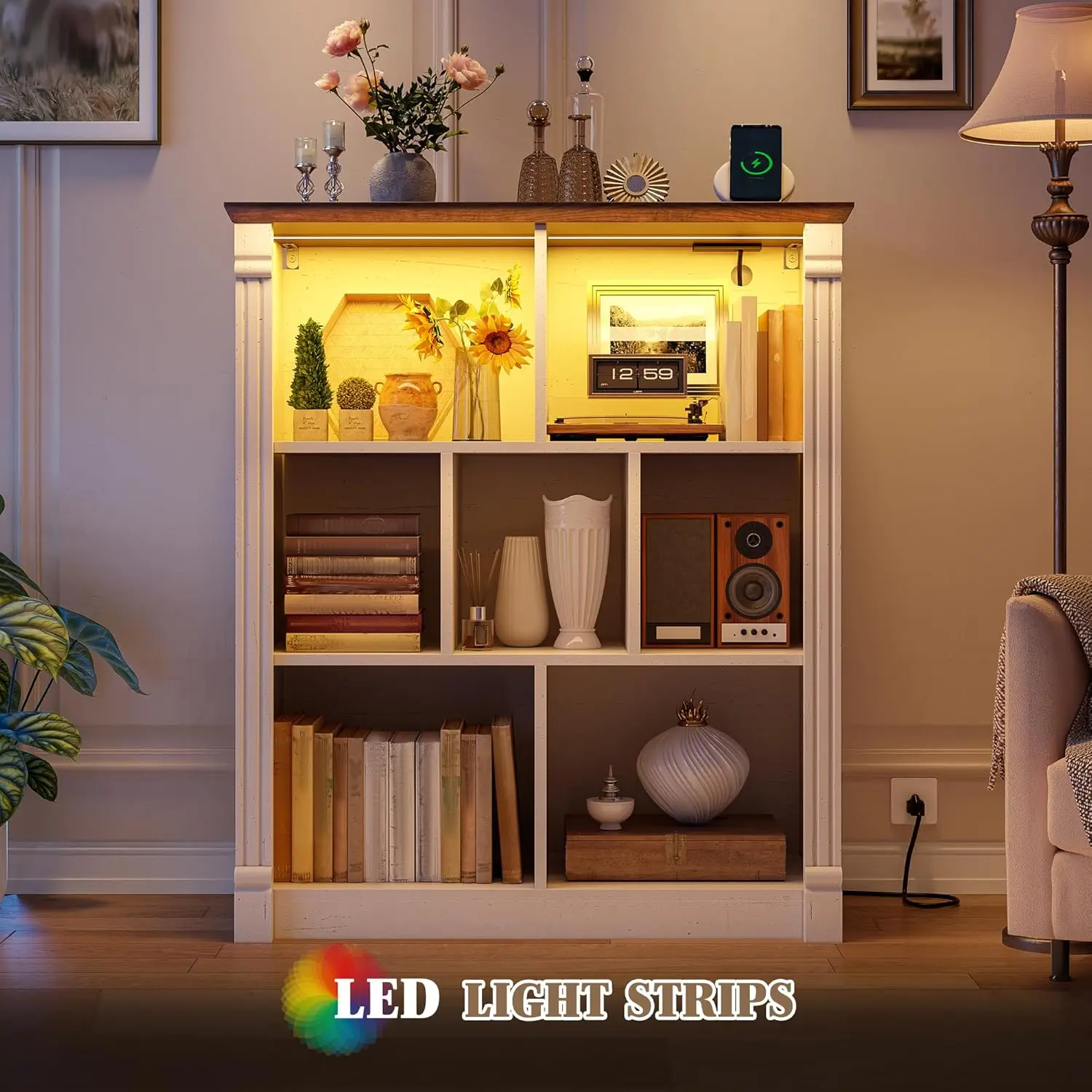 7-Cube Storage Organizer with LED Light & Charging Station 5