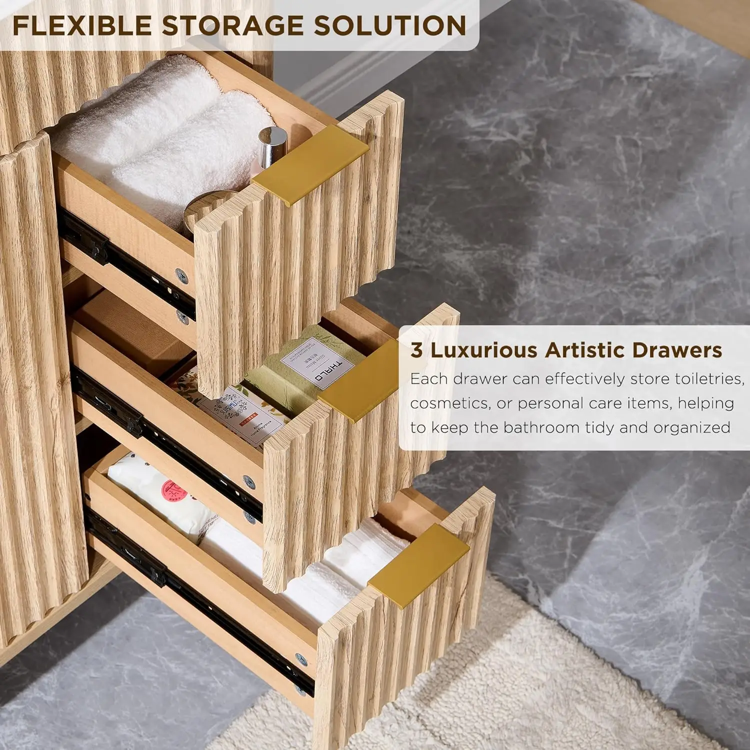 30" Fluted Vanity Cabinet 3