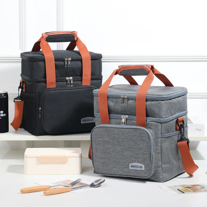 Insulated Bag Portable Thick Aluminum Foil Large Capacity Single Double Layer Lunch Bag Bento Thermal Outdoor Picnic