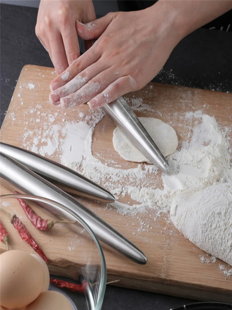 S490d2517a4514157bef7bf98dfa42ca7u 1Pc Stainless Steel Rolling Pin Kitchen Utensils Dough Roller Bake Pizza Noodles Cookie Dumplings Making Non-stick Baking Tool