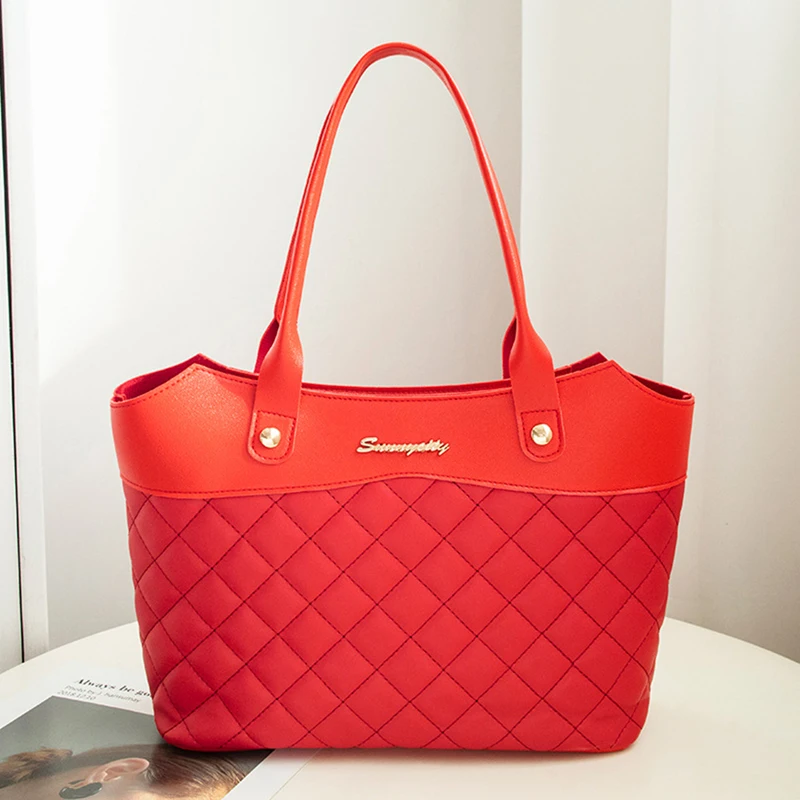 Women PU Leather Single Shoulder Crossbody Handbag Fashionable Diamond Jacquard Handbag Single Shoulder Bag Simple Shopping Bag women wallet crossbody bag