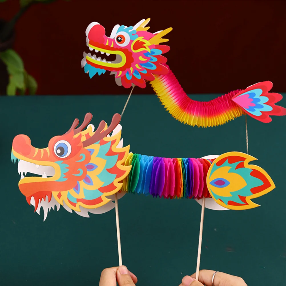 

4 Pcs Home Accessories Decor Chinese Latte Art Paper Dragon Decorations New Year China Toy Photo Game Props Child