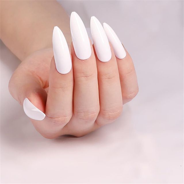 Detachable Long Coffin False Nails with Heart Clouds Designs Wearable Ballerina Fake Nail Full Nail Tips Press On Nails