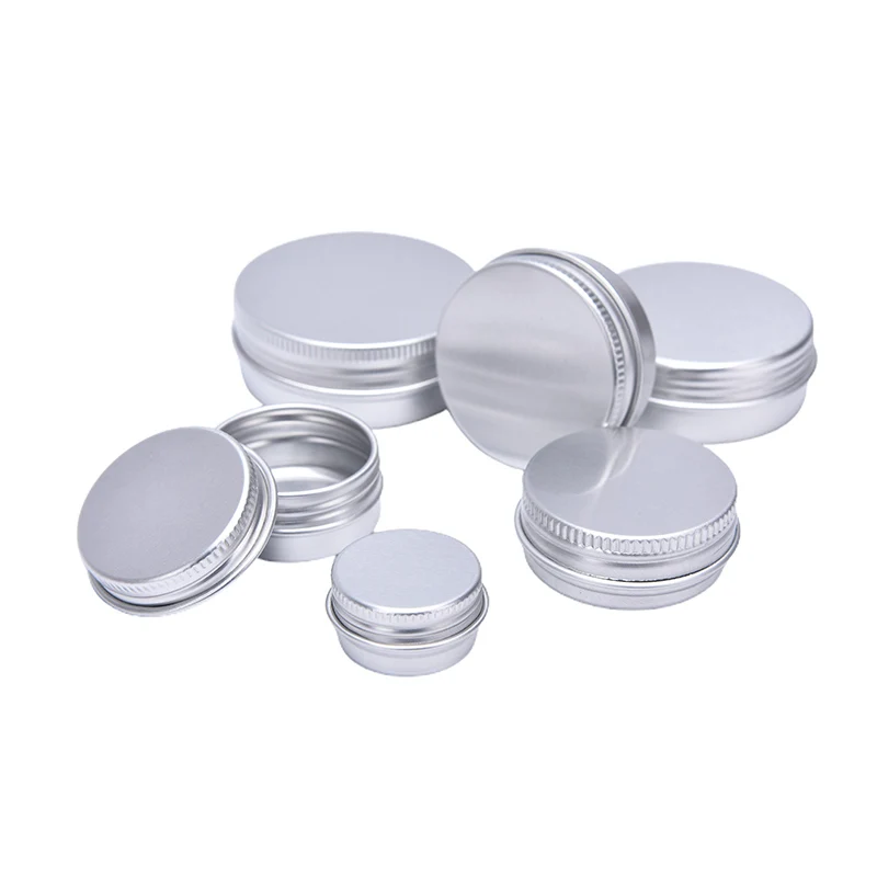 5Pcs Aluminum Mini Round Tin Metal Container Bottles Storage Jar Screw Lids Box