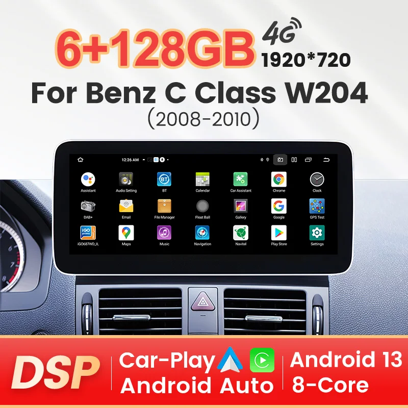 

Wireless 4G Carplay Ai Voice Multimedia Navigation Player For Mercedes Benz C Classe W204 S204 All-in-One Android 13 Auto Radio