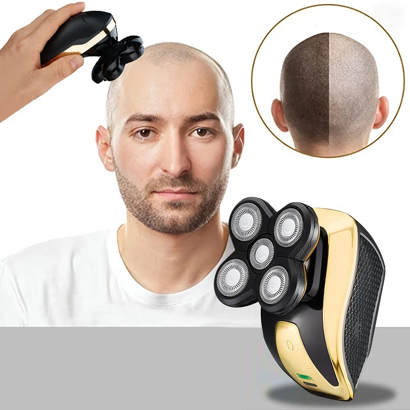 Five blade USB charging electric shaver suitable for shaving bald heads smooth shaving on the face and head