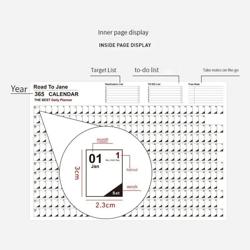 Calendar Planner Sheet Large Wall Calendar Kawaii To Do List Yearly Planner Target List Schedule Organizer Office Supplies wall calendar paper wall calendar