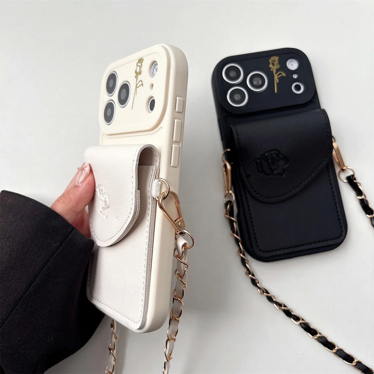 Versatile Crossbody Silicone Phone Case with Leather Wallet and Card Holder Slot