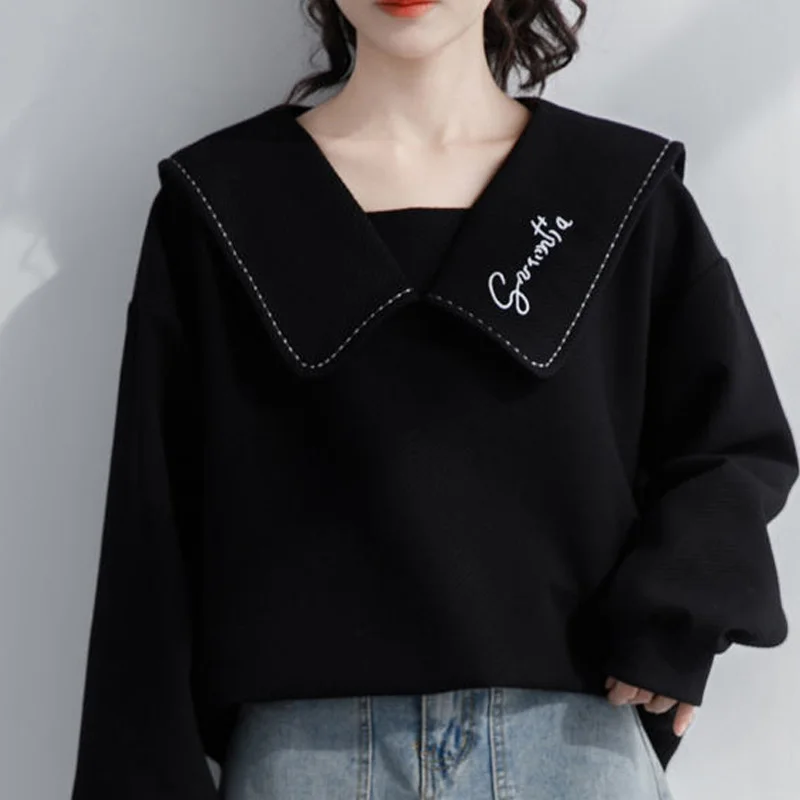 

Vintage Tops Solid Color Ladies Pullovers Autumn Winter Long Sleeve Sweatshirts Fashion New Women's Clothing Sweet T-Shirts