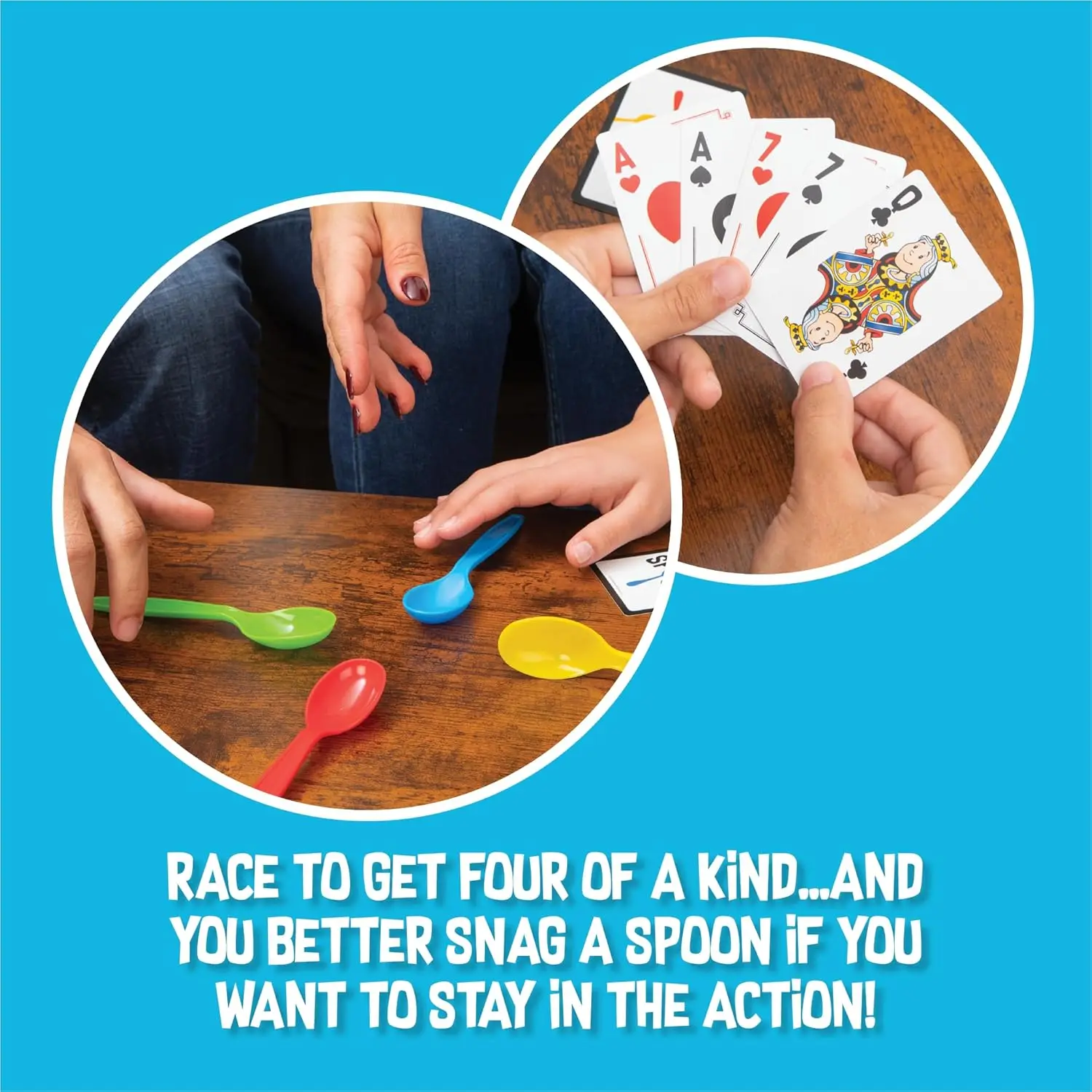 Spoons in a Case: Fast-Paced Card Game for Family Game Night, Ages 7+, 3-6 Players, Travel-Friendly 3