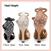 DKZSYIM Rhinestone Latin Dance Shoes Female Latin Salsa Girl Casual Shoes Black Bronze Skin Shiny Ballroom Dance Shoes Sandals 2