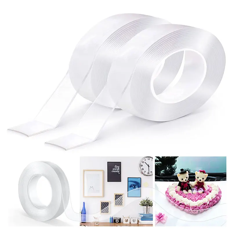 

1/2/3/5/M Transparent Double Side Tape Reusable Waterproof Nano Double Traceless Sided Tape Suitable for Home Bathroom Decoratio