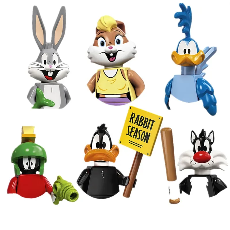 Мультяшный кролик Daffy Porky Свинья Аниме мини Экшн игрушки Фигурки строительные блоки сборные игрушки Кирпичи девочка дети подарки на день рождения