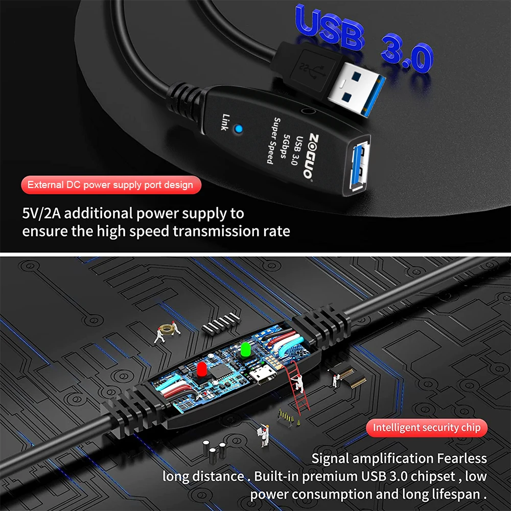 zoguo ativo extensão cabo extensor macho para fêmea velocidade rápida para smart computador portátil tv xbox um ssd