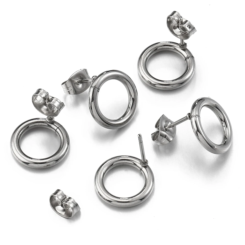 10 Stück Edelstahl Kreis Ohrstecker Ohrring Post Gold Farbe Runde Schleife Ohrringe Basis für hypoallergene Schmuckherstellung DIY – Detail 8