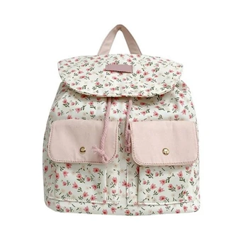 Women Girls Sweet Floral Double Pockets Shoulder Bag Japanese Aesthetic Small Backpack Casual Student Shool Book Bag F3MD 1