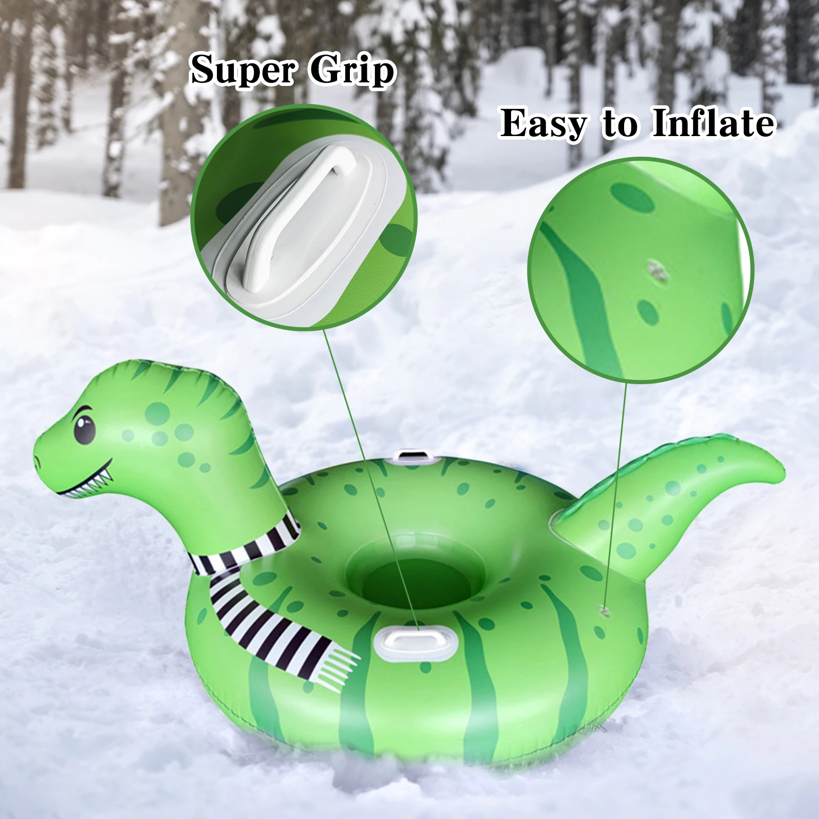 Thicken Snow Tube Inflatable Snow Sleds with Handles Winter Toys Tubing for Kids Adults