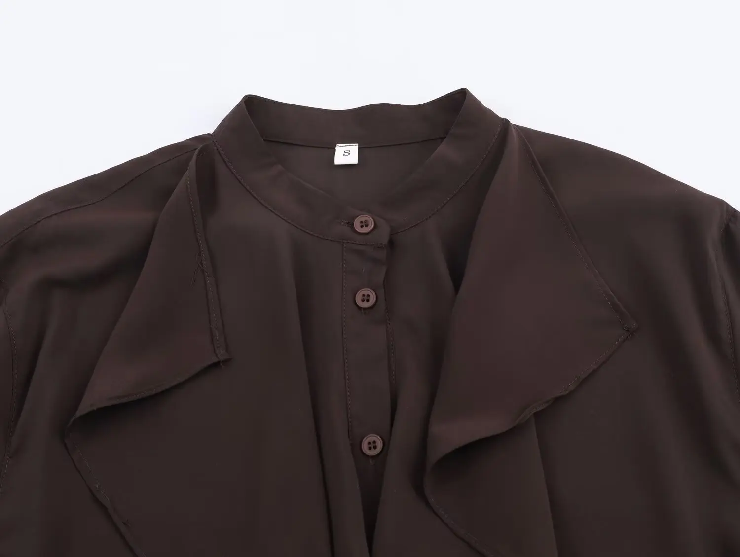 Women French Style Shirts Spring Autumn New Female Stand Collar Stacked Design Elegant Long Sleeves Blouse Lady High Street Top