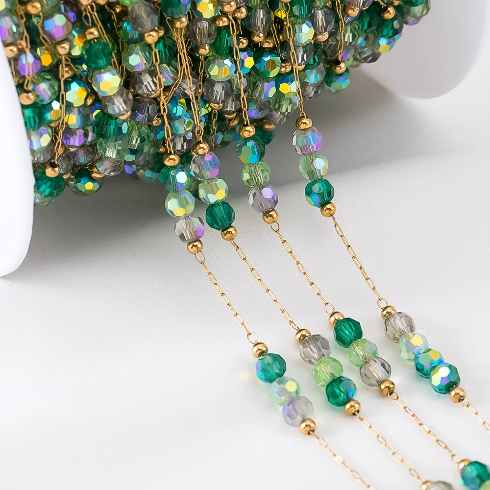 1 Meter Gradient Beaded Stainless Steel Chain for DIY Jewelry and Accessories