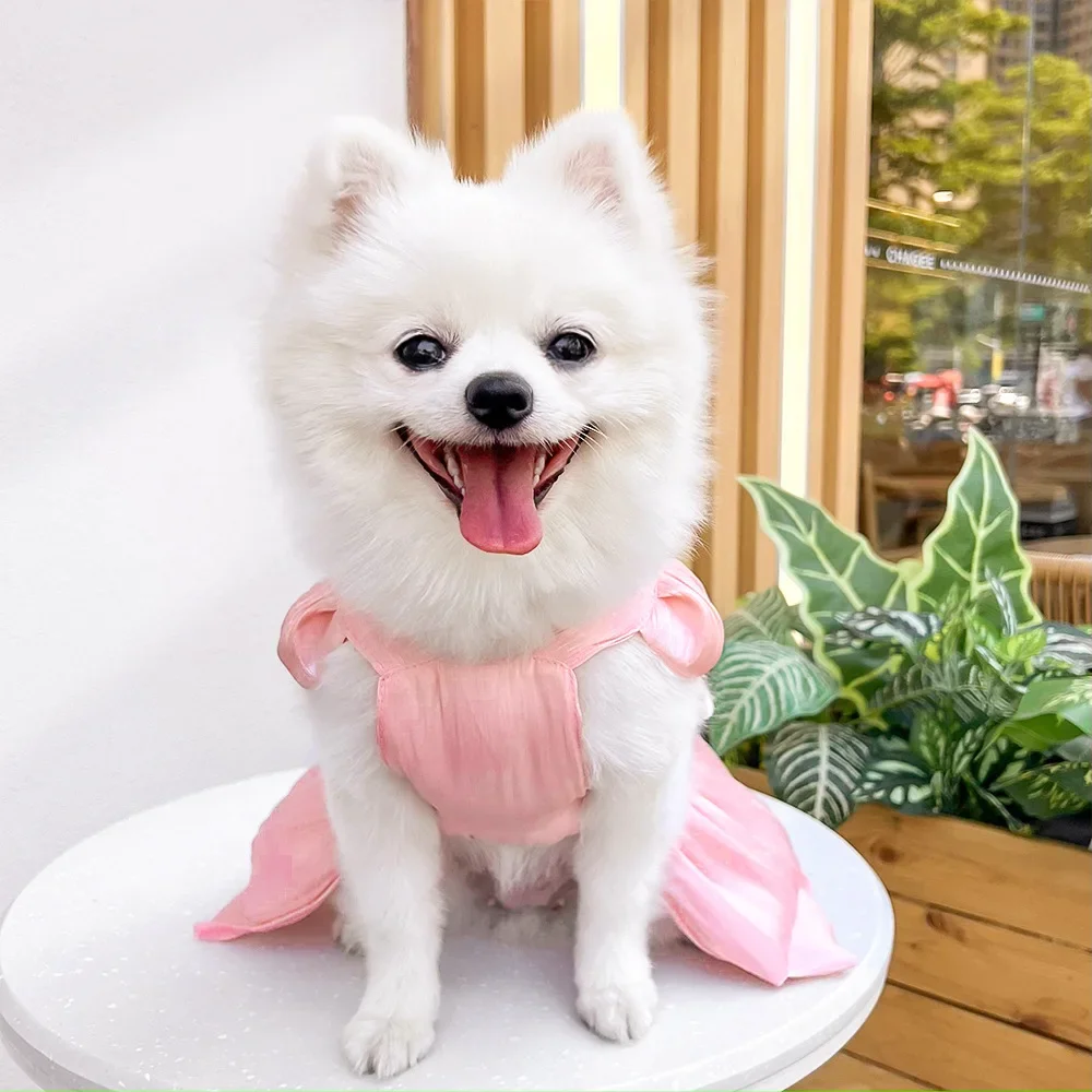 Solid Color Cat Dog Dresses with D-ring for Small Dogs - PeticaDeals