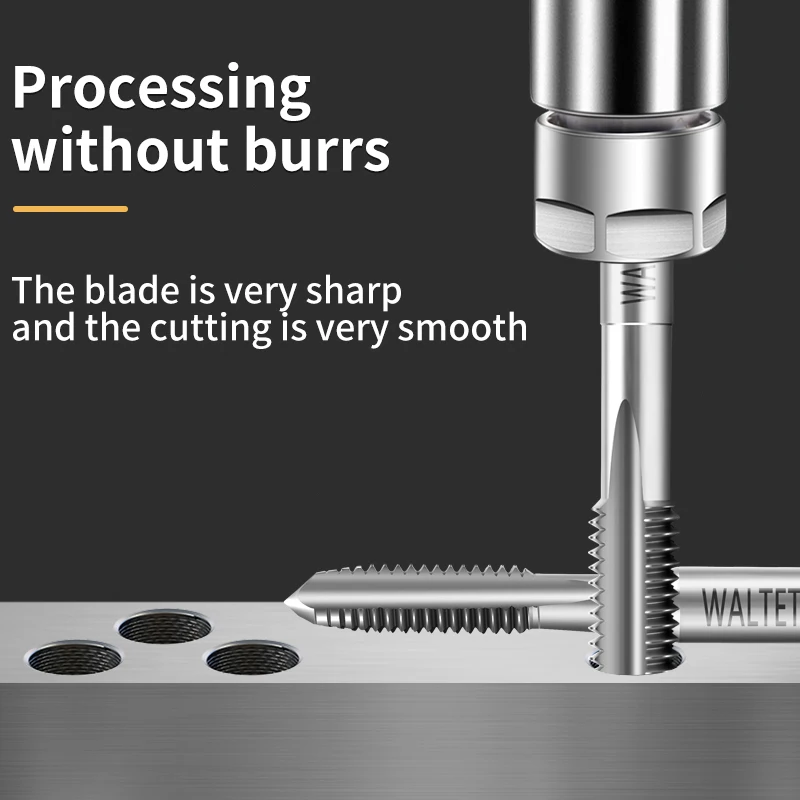WALTETAP 1pc 오른손 나사탭 HSS 3/16-40 기계 플러그 탭 미터법 나사탭 드릴 나사산 공구 수공구