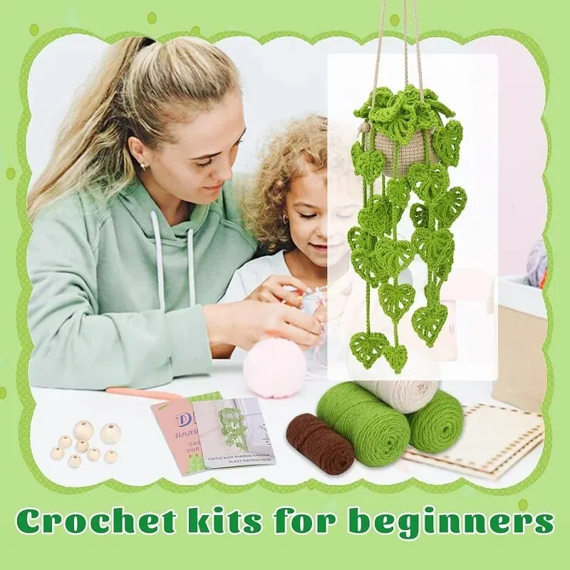 BUDDUR Hanging Basket Crochet Knitting Kit With Instruction And Cotton Yarn Thread DIY Non-finished Materials Package Set