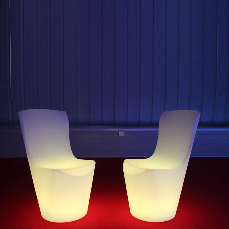 Rechargeable Luminous Garden Chair 40*44*80cm Color Changeable LED Glowing Furniture PE Plastic Waterproof Patio Seat Riq-CH80