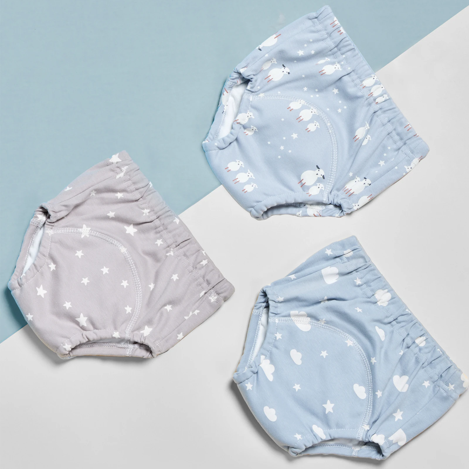 Set of 3 Baby Cotton Training Pants with 6-Layer Waterproof Protection