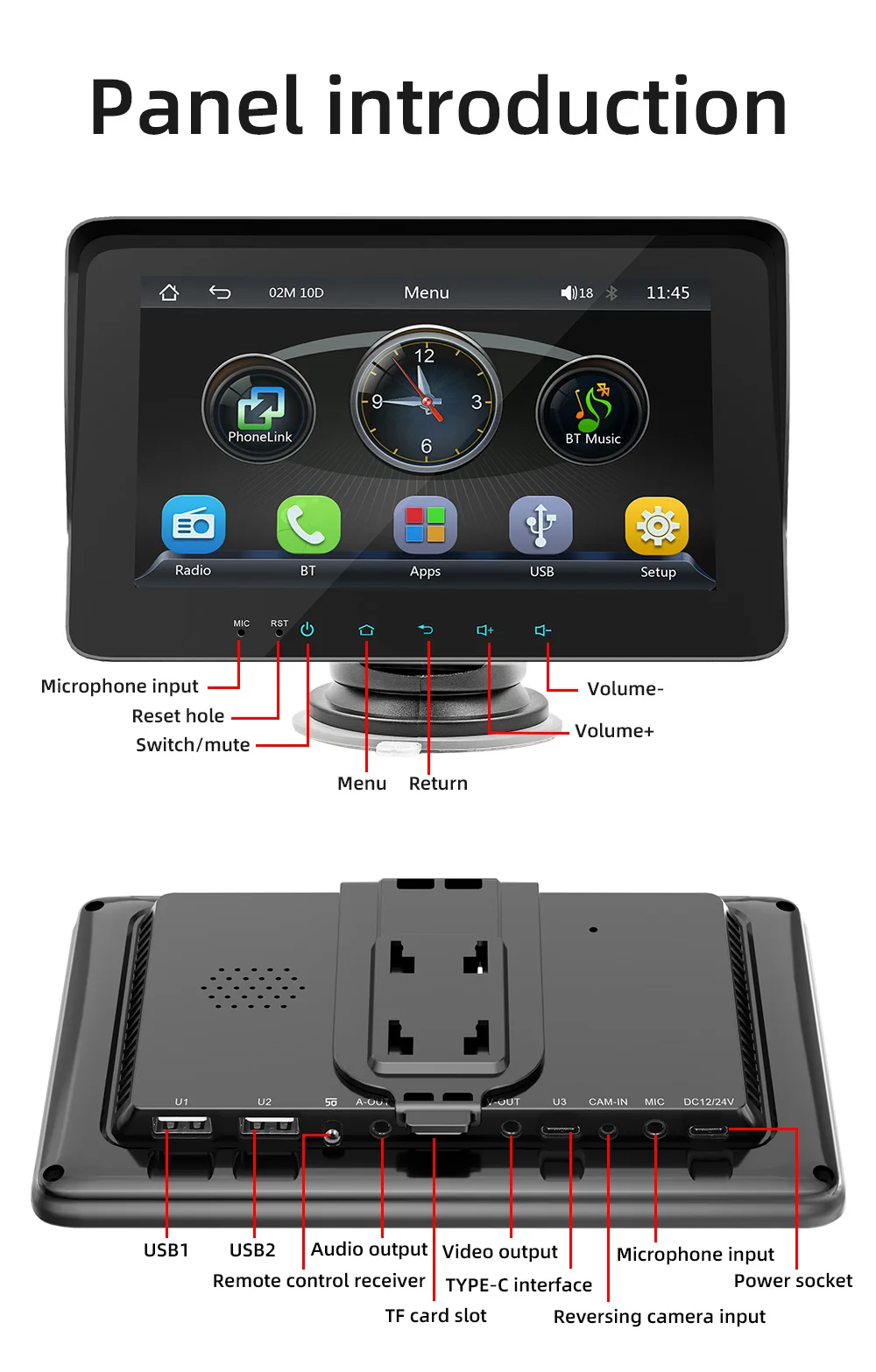 GRANDnavi-pantalla táctil de 7 pulgadas para coche, tableta inaLámbrica  CarPlay portátil Apple, Android, estéreo, Multimedia, navegación por  Bluetooth - AliExpress