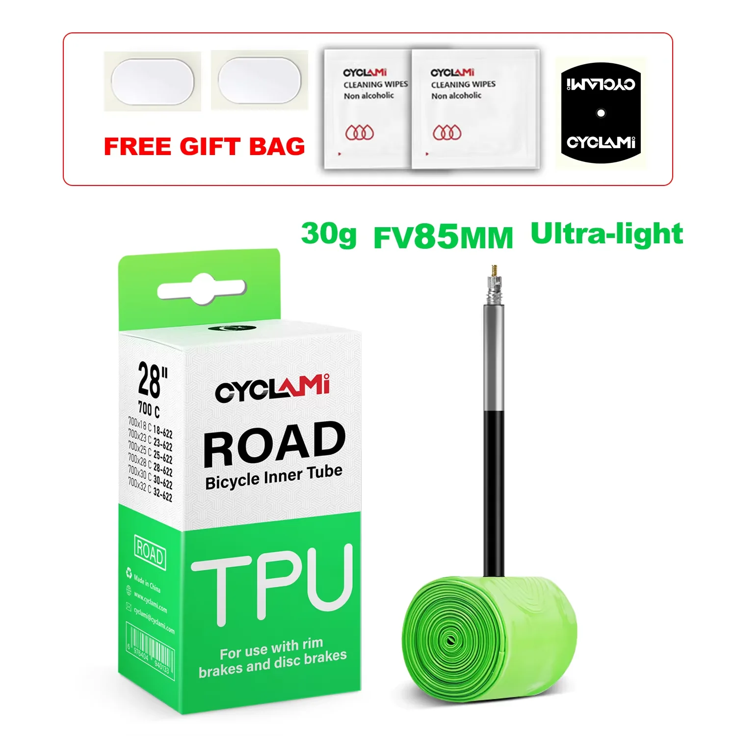 CYCLAMI Ultralight TPU Bike Inner Tube with French Valve