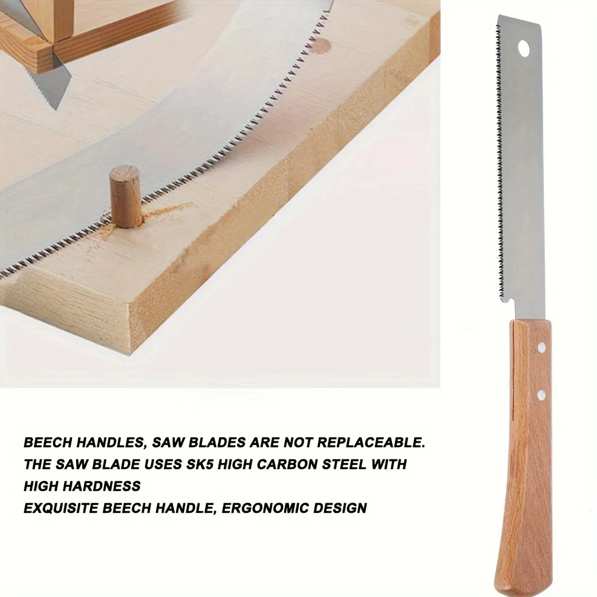 1PC 12 Inch Woodworking Hand Saw Flush Cut Pull Saw with Wood Handle for Household Trim 2030
