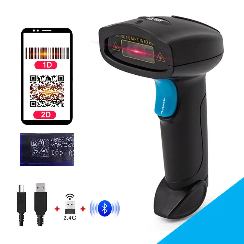 Draagbare U2 Bedrade 2d U 2 W 2d Draadloze Barcodescanner Lezer U2b Handheld Bluetooth Qr Code Scanner 1d Barcode Lezer Voor Pdf417