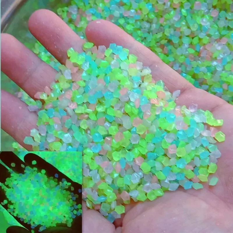 Luminous Sand 1000pcs 3-5mm Luminous Sand Glow In Dark Pebbles Stone Home Garden Yard Outdoor Path Lawn Decorations Fish Tank Aquarium Decor