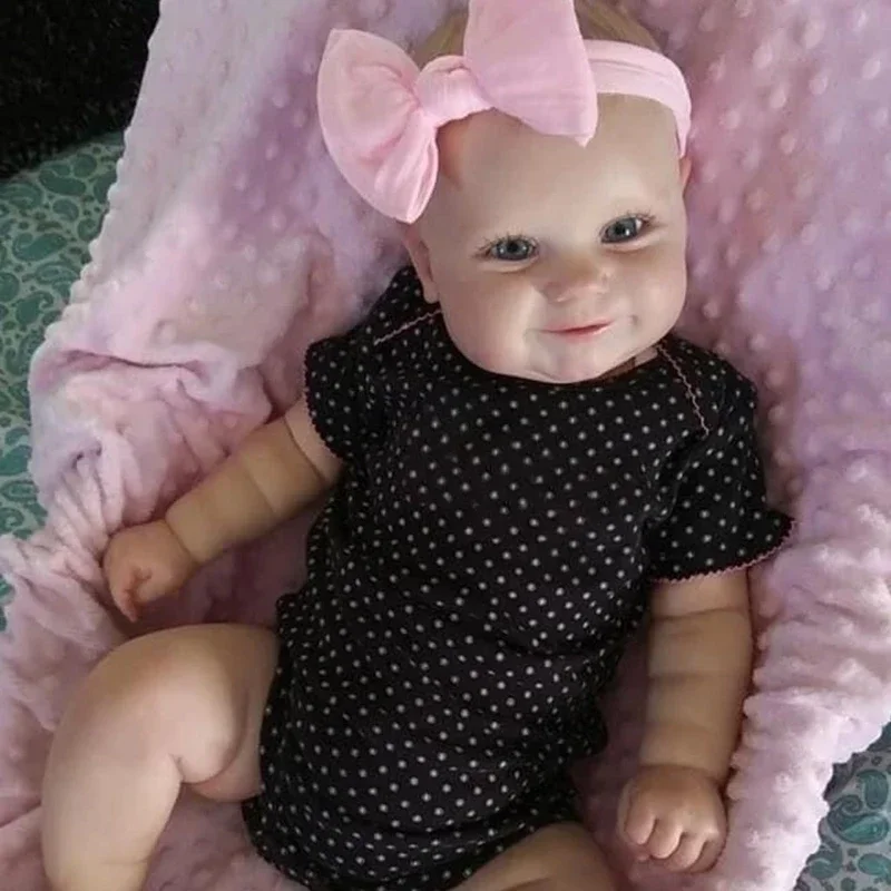 50cm Reborn Baby Girl Dolls with Blue Eyes Lifelike Newborn Doll Simulated Soft Silicone Reborn Doll Toy for Girls Gift