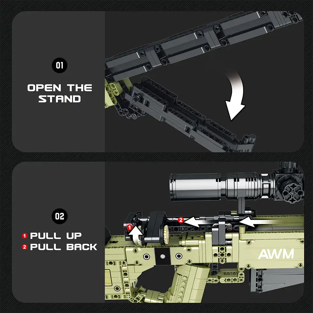 Military Weapons AWM Sniper Rifles Model Building Blocks MOC Army Large Firearms Arms Bricks DIY Guns Toys For Boys Adults Gifts