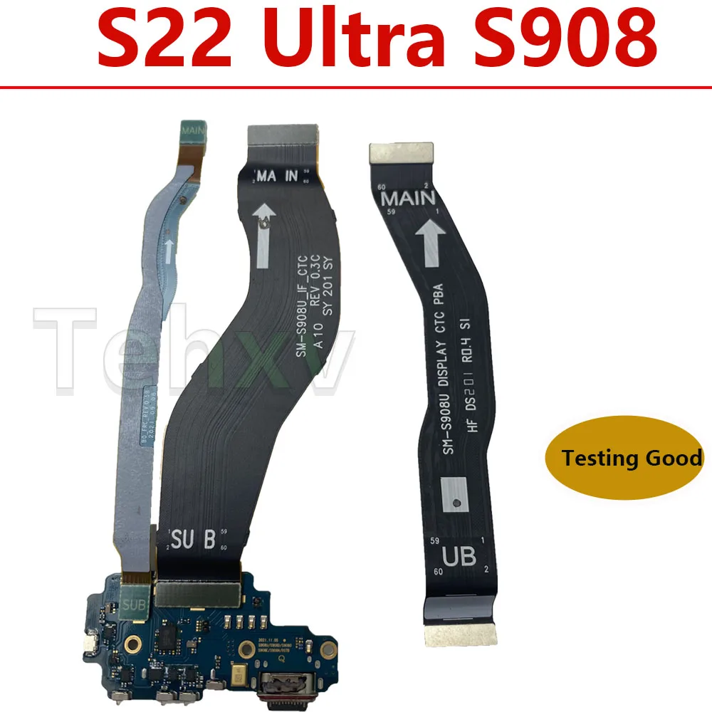 Fast Charging Dock Port Main Signal Board Motherboard LCD Flex Cable for Samsung S22 Ultra 5G SM-S908 S908N S908B S908U S908E mobile motherboard,cell phone parts