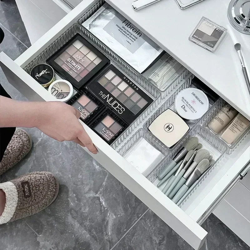 Unlimited Desk Drawer Organizers Set Plastic Bathroom Storage Makeup Organizer Clear Transparent Storage Box Bins