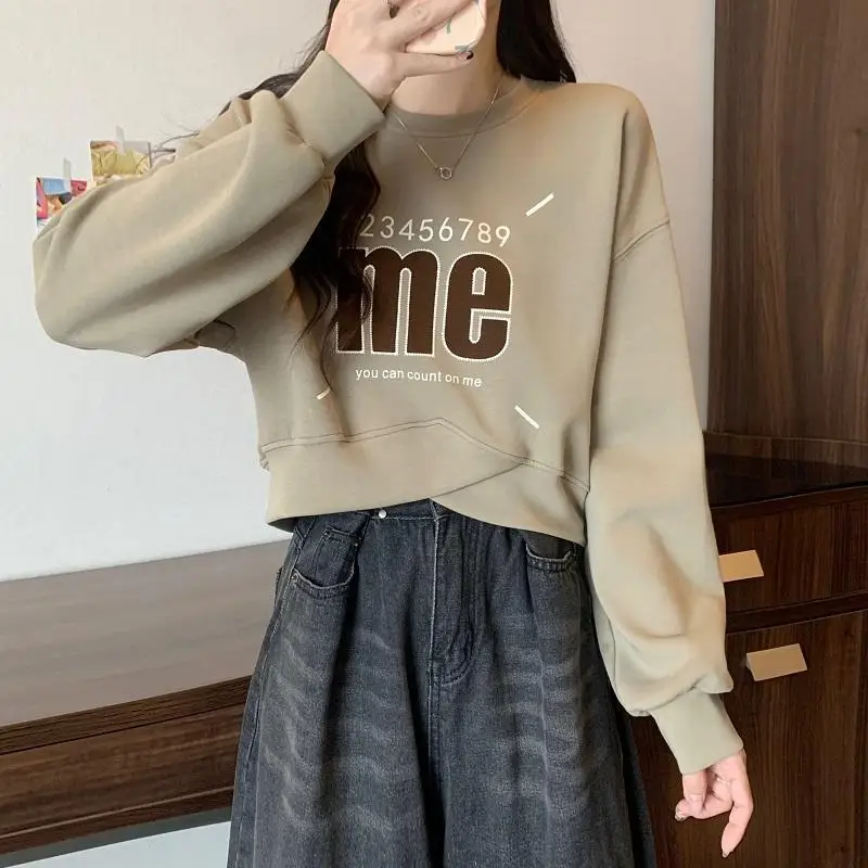 Women's Autumn Winter New Fashion Elegant Round Neck Pullover Long Sleeve Casual Versatile Western Commuting Comfortable Tops