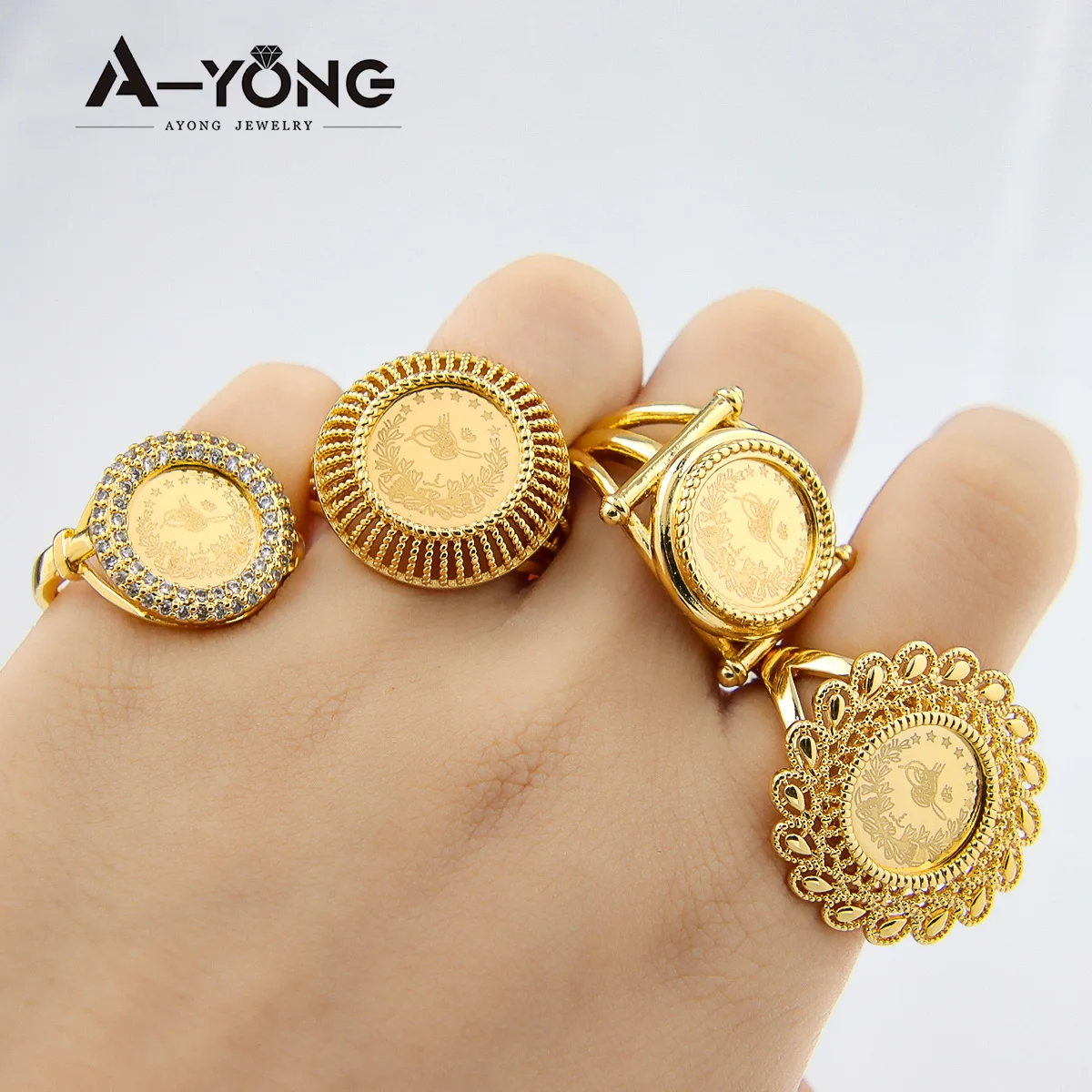 코인반지 터키 동전 금반지 금 도금 지르...