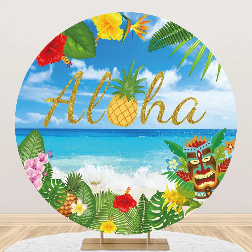 7x5 Ft Tropical Leaf Backdrop - Hawaiian Luau Party Decor With Flowers & Grass