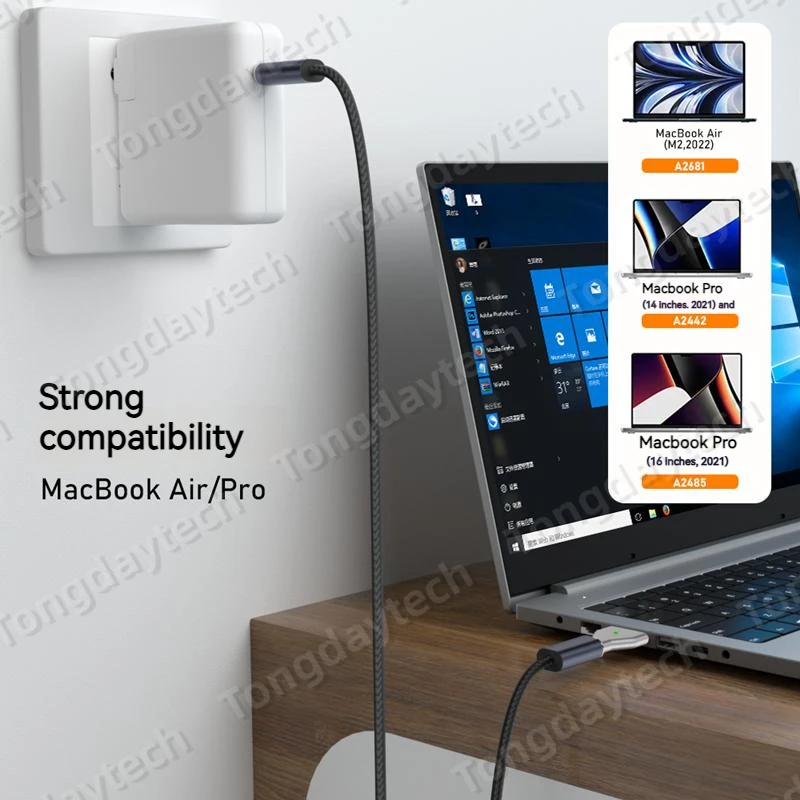 140W MacBook Air Pro USB Type C Female Charging Adapter for Magsafe 3 2 1 Alloy Magnetic LED Indicator Plug Converter
