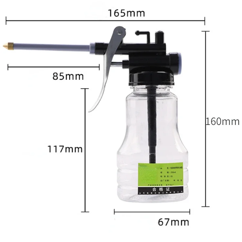 250ml Clear High Pressure Oil Can Plastic Hose Refueling Pot Copper Nozzle Sprays Oiler Gun for Vehicle Rustproof Maintenance