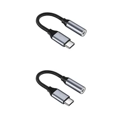 USB C to 3.5mm HiFi Audio Adapter Converter for Premium Sound Quality (2Pcs)