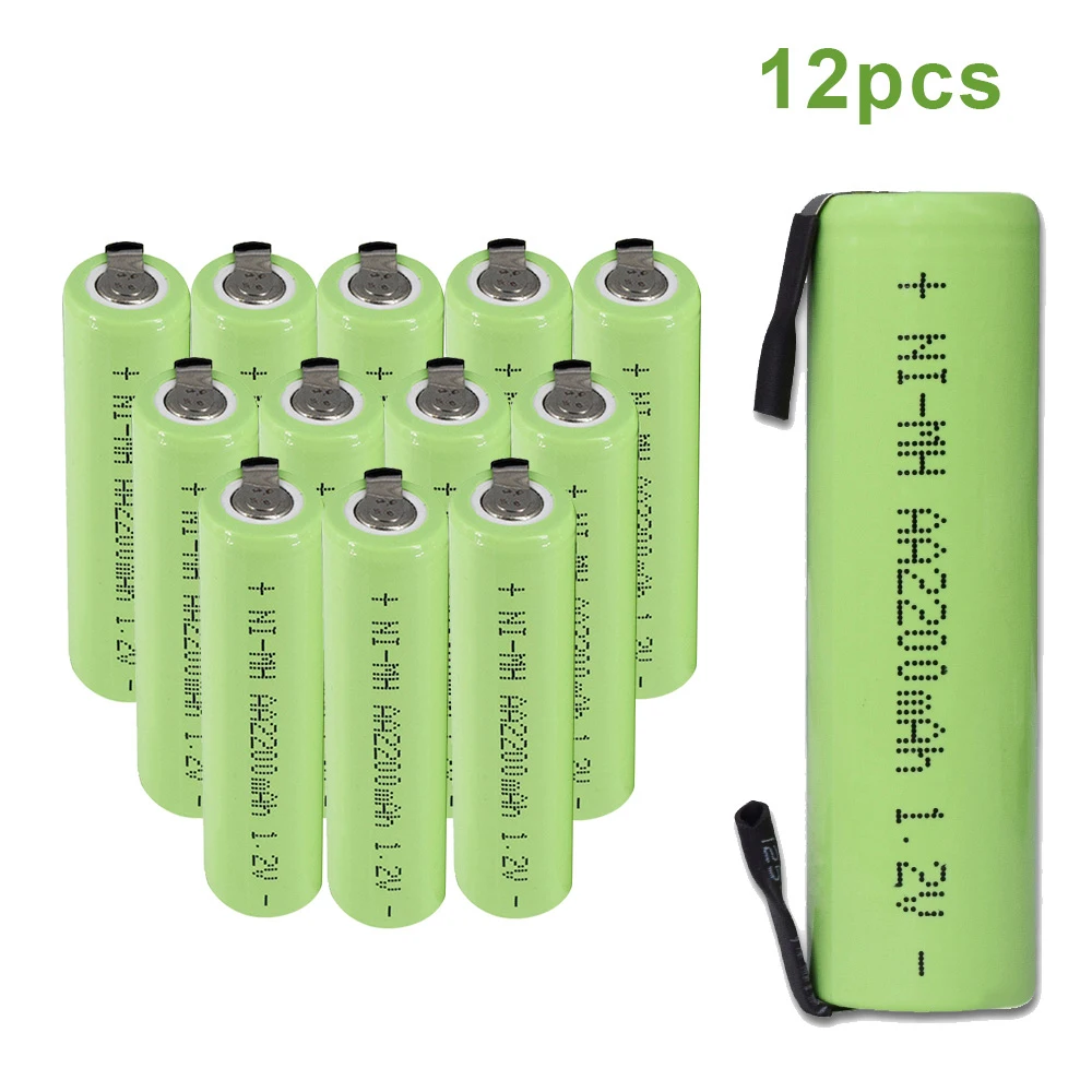 CITYORK AA Rechargeable Battery 1.2V AA NiMH 2200mAh Batteries 2A with welding tabs for Philips electric shaver razor toothbrush lithium button batteries Batteries